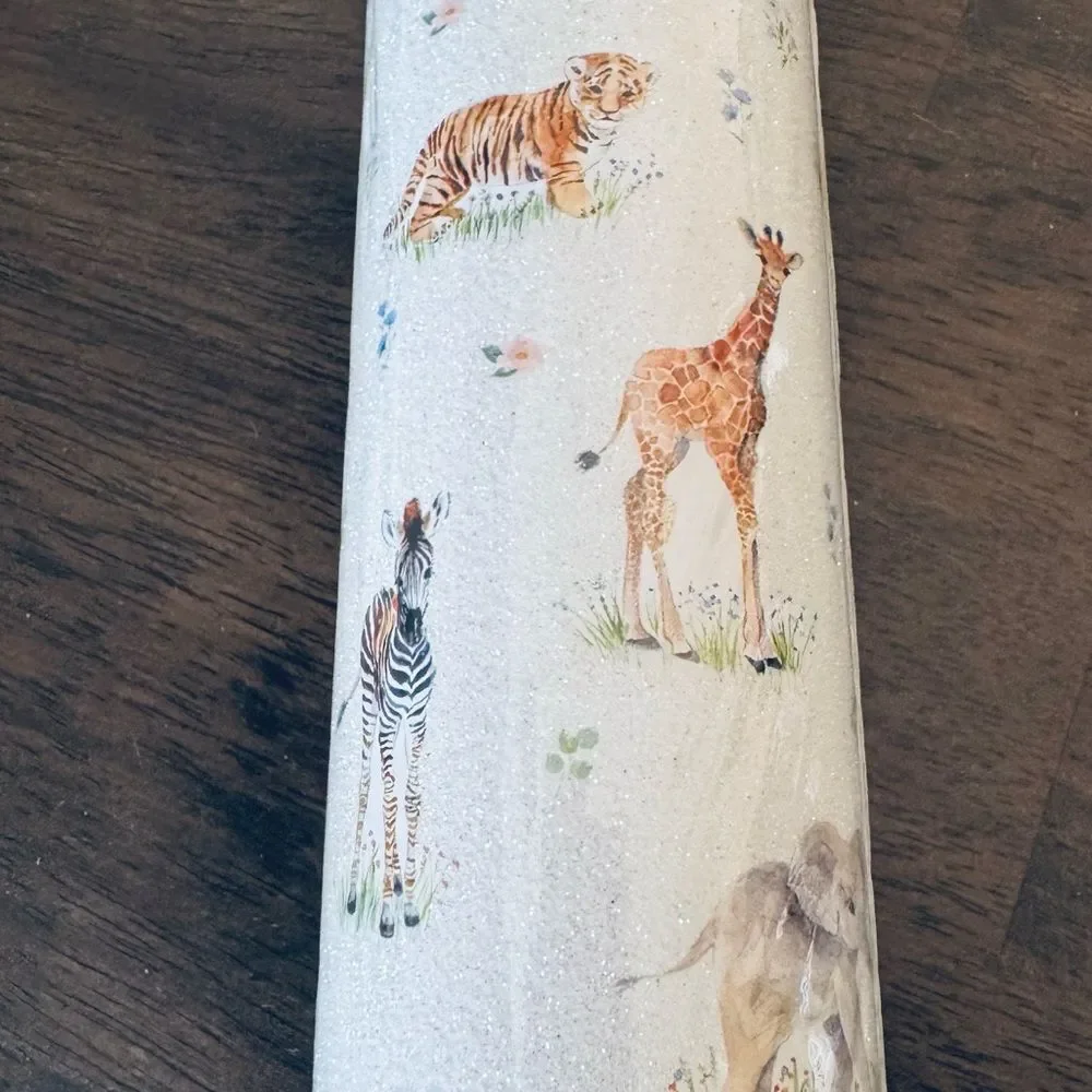 Safari Animals Glitter Baby Shower Kids Birthday Gift Wrap Wrapping Paper Roll